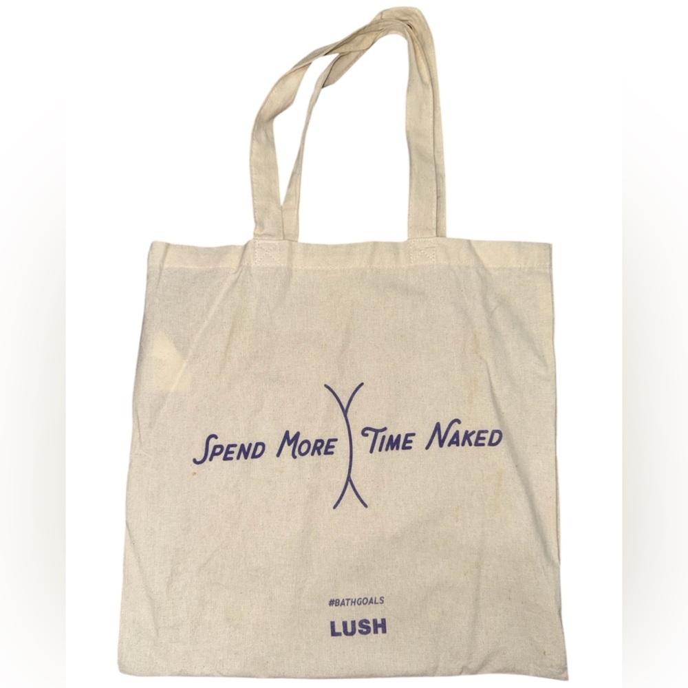 Lush Cosmetics Spend More Time Naked Canvas Tote Bag Cream Purple